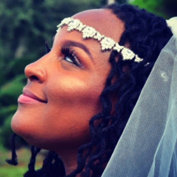 crystal bridal headband forehead headpiece - Picture 4 of 8